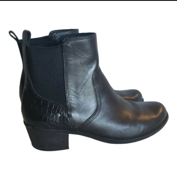 Ugg Australia sz 7.5 Cordovan Keller Croc Leather Ankle Chelsea Boots Bl… - Picture 1 of 13